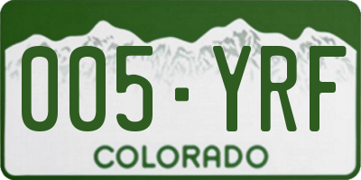 CO license plate 005YRF