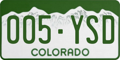 CO license plate 005YSD