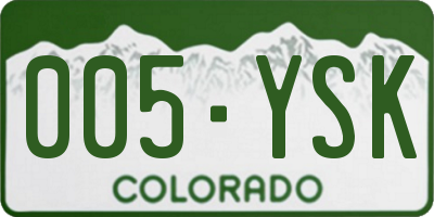 CO license plate 005YSK