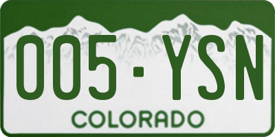 CO license plate 005YSN
