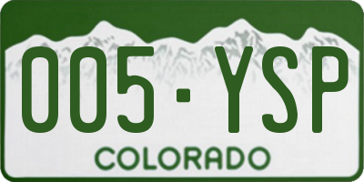 CO license plate 005YSP