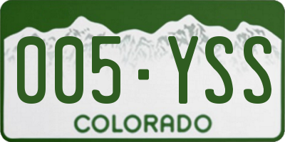 CO license plate 005YSS