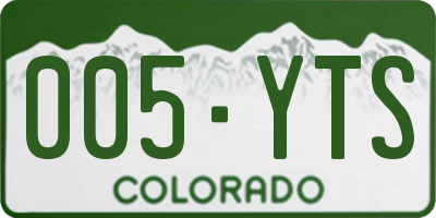 CO license plate 005YTS