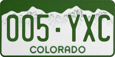CO license plate 005YXC
