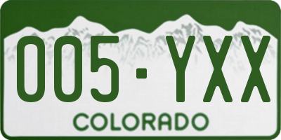 CO license plate 005YXX