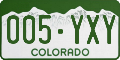 CO license plate 005YXY