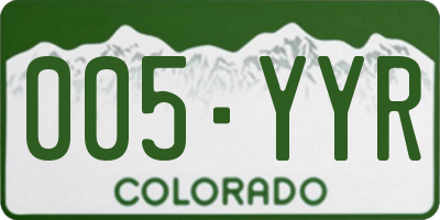 CO license plate 005YYR