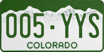 CO license plate 005YYS