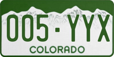 CO license plate 005YYX