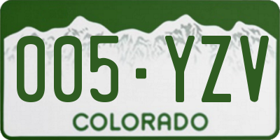 CO license plate 005YZV