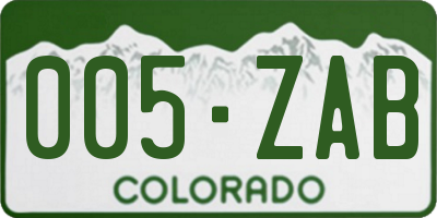 CO license plate 005ZAB