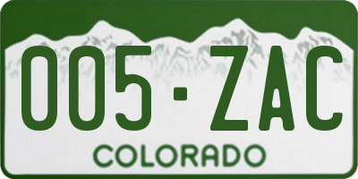 CO license plate 005ZAC
