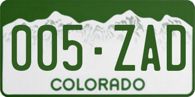 CO license plate 005ZAD