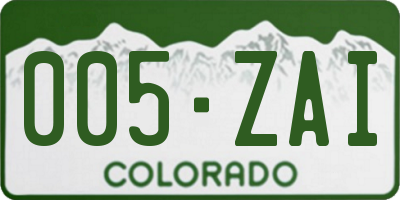 CO license plate 005ZAI