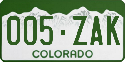 CO license plate 005ZAK