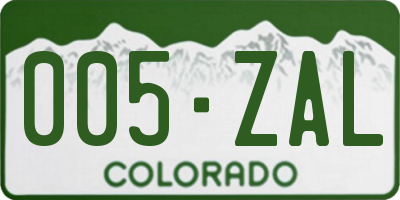 CO license plate 005ZAL