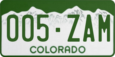 CO license plate 005ZAM