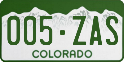 CO license plate 005ZAS