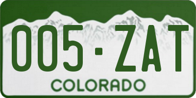 CO license plate 005ZAT
