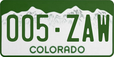CO license plate 005ZAW