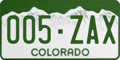 CO license plate 005ZAX