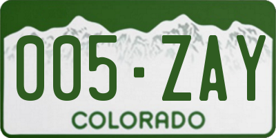 CO license plate 005ZAY