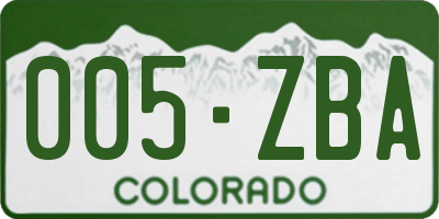 CO license plate 005ZBA