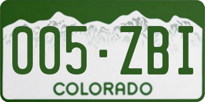 CO license plate 005ZBI
