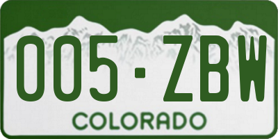 CO license plate 005ZBW