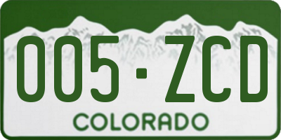 CO license plate 005ZCD