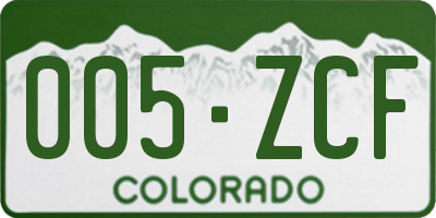 CO license plate 005ZCF