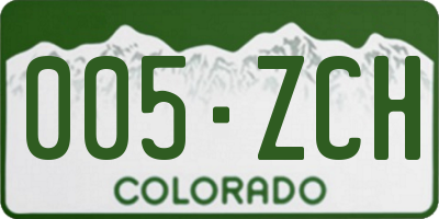 CO license plate 005ZCH