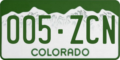 CO license plate 005ZCN