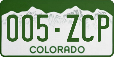 CO license plate 005ZCP