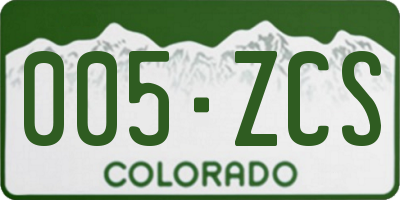 CO license plate 005ZCS