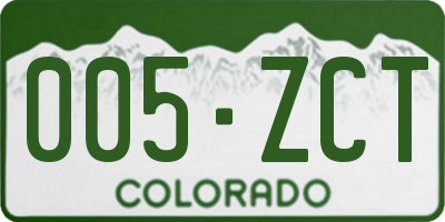 CO license plate 005ZCT