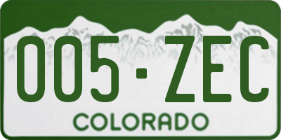 CO license plate 005ZEC