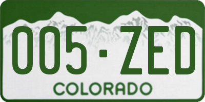 CO license plate 005ZED