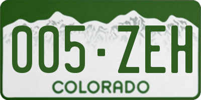 CO license plate 005ZEH