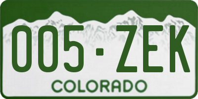CO license plate 005ZEK