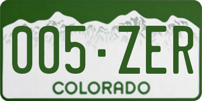 CO license plate 005ZER