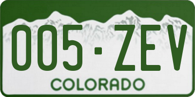 CO license plate 005ZEV