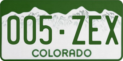 CO license plate 005ZEX