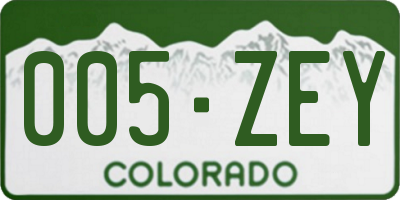 CO license plate 005ZEY