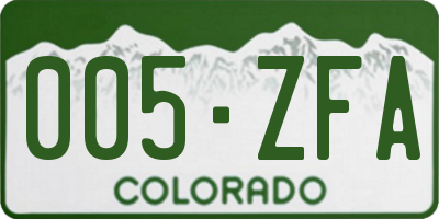 CO license plate 005ZFA