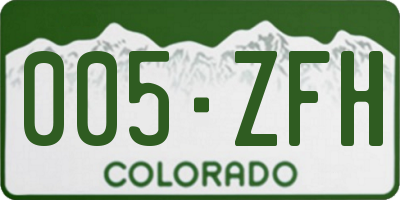 CO license plate 005ZFH