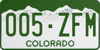 CO license plate 005ZFM