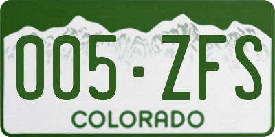 CO license plate 005ZFS