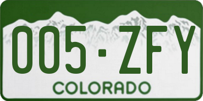 CO license plate 005ZFY