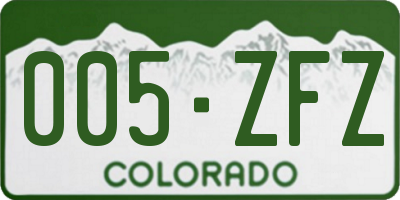 CO license plate 005ZFZ